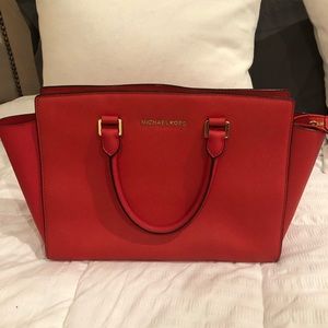 Michael Kors Womens Selma Leather Satchel Handbag